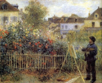 ピエール=オーギュスト・ルノワール Painting - クロード・モネ アラントゥイユの巨匠ピエール・オーギュスト・ルノワールの庭で絵画を描く